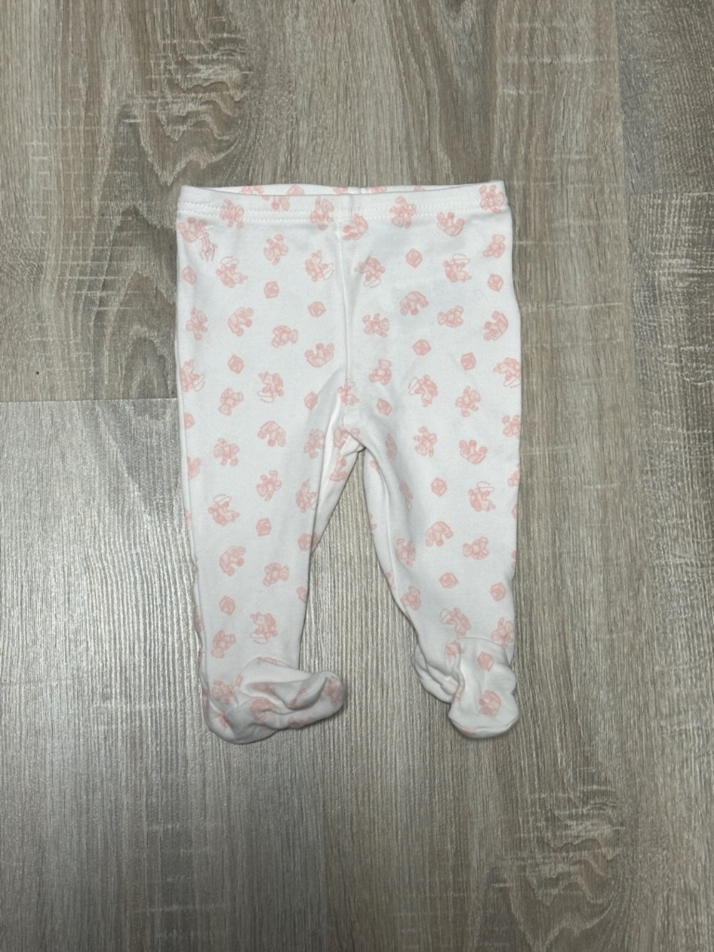 Ralph Lauren White Footed Baby Pants with Pink Print